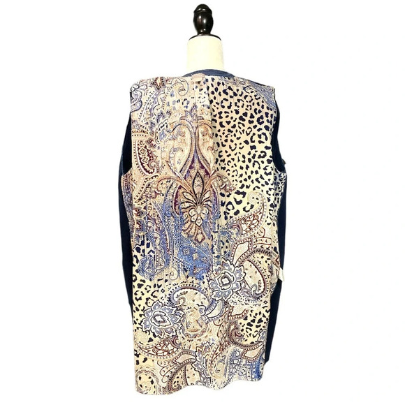 Chico's Paisley Leopard-Print Lining Detail Open Cardigan Size 3= XL 16/18 - Picture 12 of 15